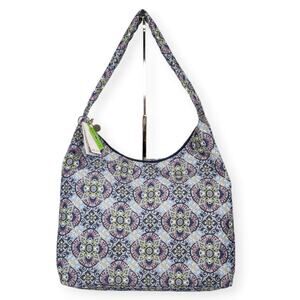 Sakroots Atlas Hobo Bag Recycled Eco-Twill Large Grey Mosaic World New